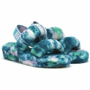 UGG Oh Yeah Blue Marbled Sheepskin Slides Size 7 | Aquatic Blue Marble